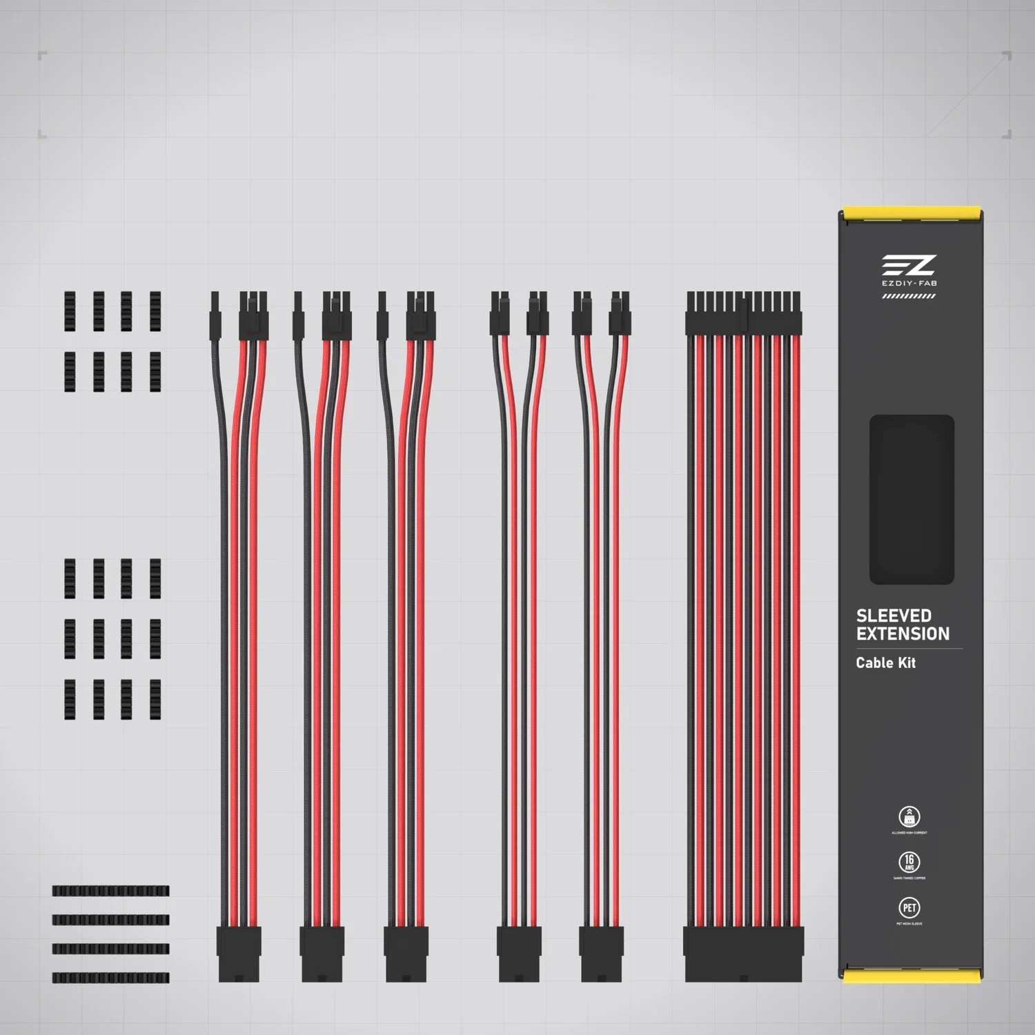 EZDIY 16AWG PSU Cable Extension 6 Cables V2-Black/Red - EZDIY product image