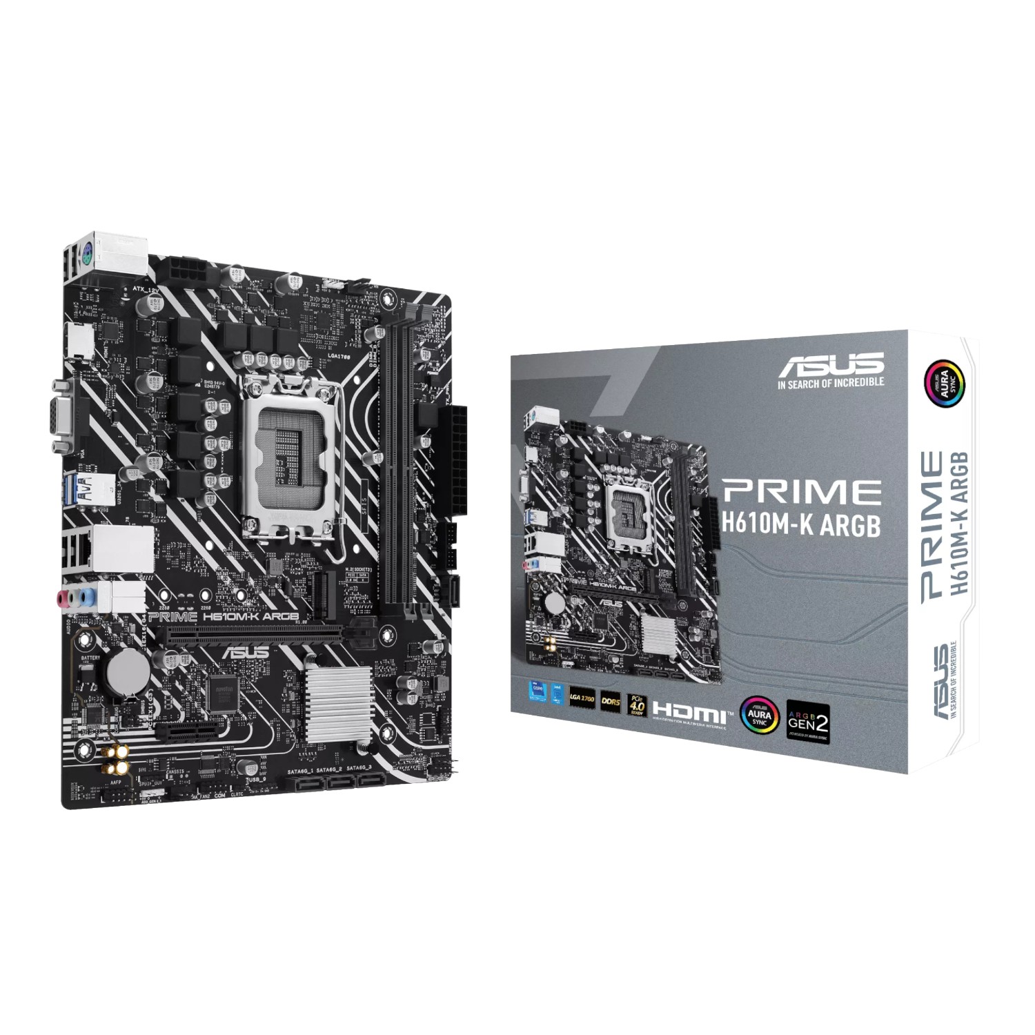 Asus PRIME H610M-K ARGB Intel LGA1700 M-ATX Motherboard - ASUS product image