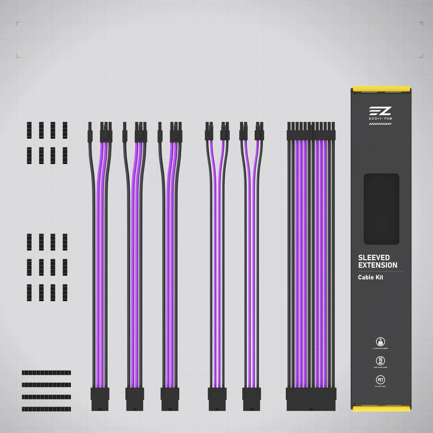 EZDIY 16AWG PSU Cable Extension 6 Cables V2-Black/Purple - EZDIY product image
