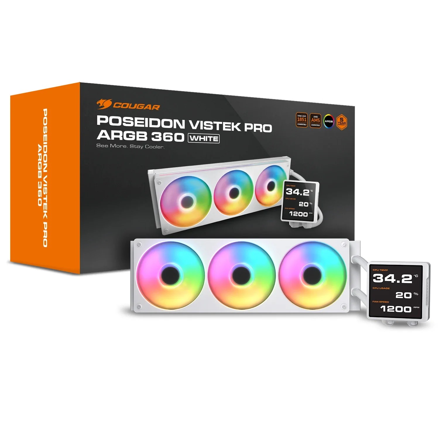 Cougar Liquid cooling Poseidon Vistek Pro ARGB 360 (White) - COUGAR product image