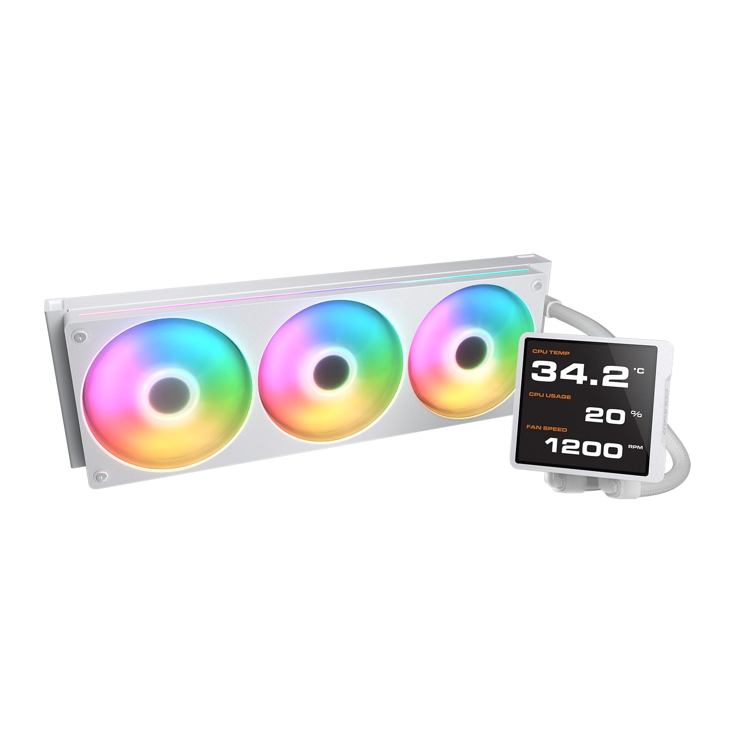 Cougar Poseidon Vistek Pro ARGB 360 AIO CPU Cooler (White | 3.95" LCD) - additional product image 2