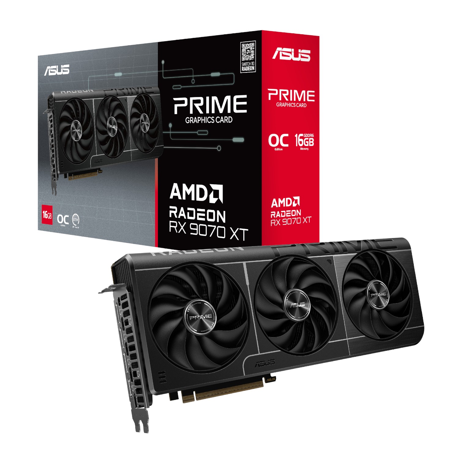 Asus Prime Radeon RX9070 XT OC Edition 16GB GDDR6 Graphics Card - ASUS product image