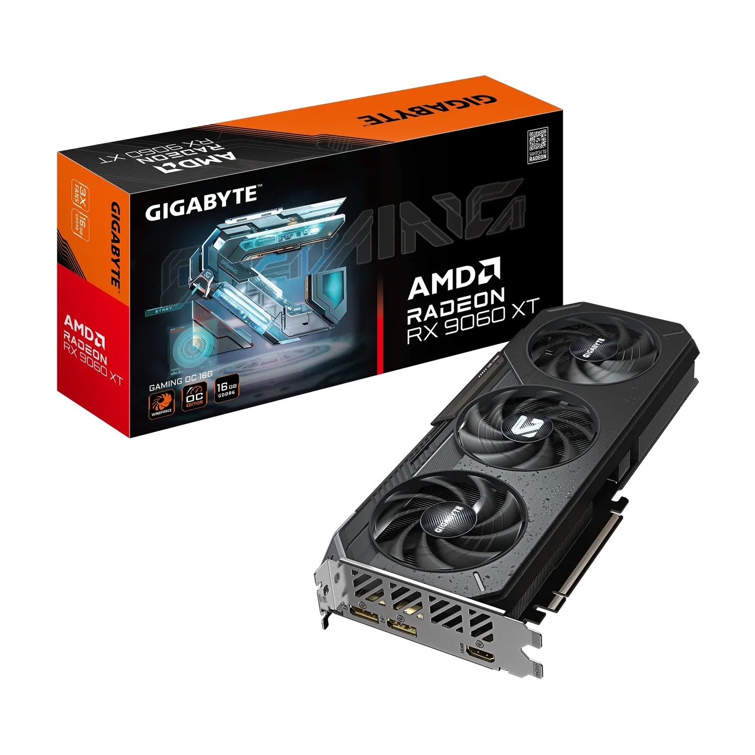 GIGABYTE AMD Radeon RX9060XT Gaming OC - 16GB; 128-Bit Memory Bus; 1x HDMI; 2x DisplayPort