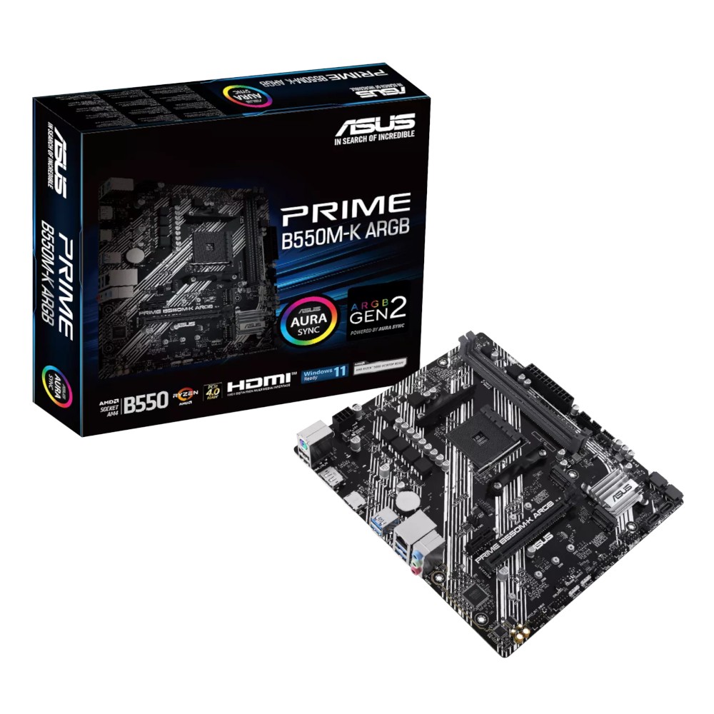 Asus PRIME B550M-K ARGB AM4 M-ATX Motherboard - ASUS product image