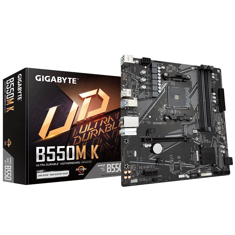 GIGABYTE AMD B550 Chipset for AMD AM4; 4x Dual DDR4; 2x M2; HDMI; DP; mATX