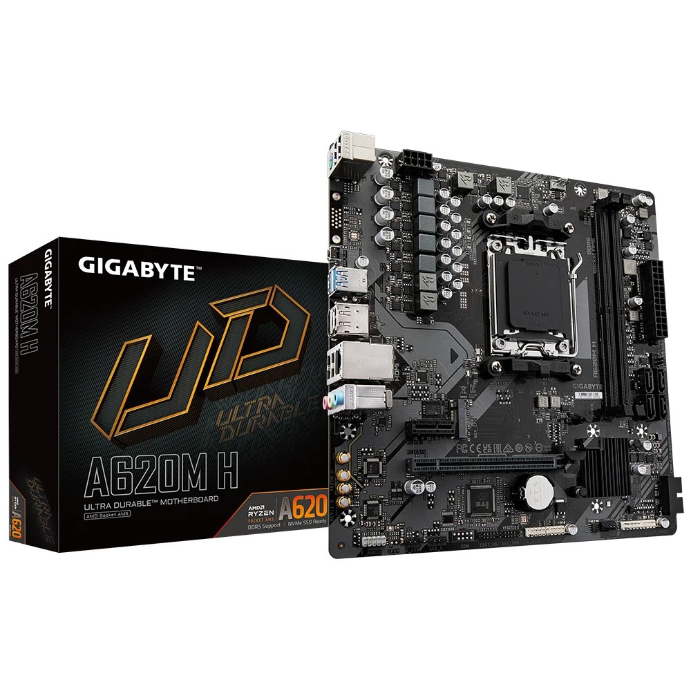 GIGABYTE AMD A620 Chipset for AMD AM5; 2x Dual DDR5; 1x M2; HDMI; DP; mATX.