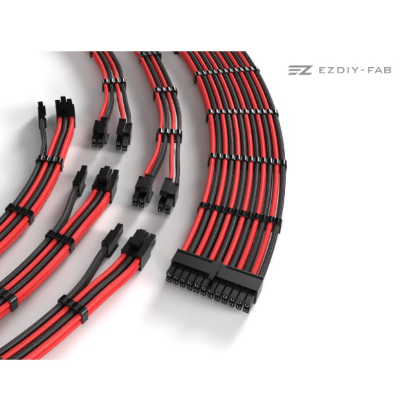EZDIY 16AWG PSU Cable Extension 6 Cables V2-Black/Red - additional product image 3