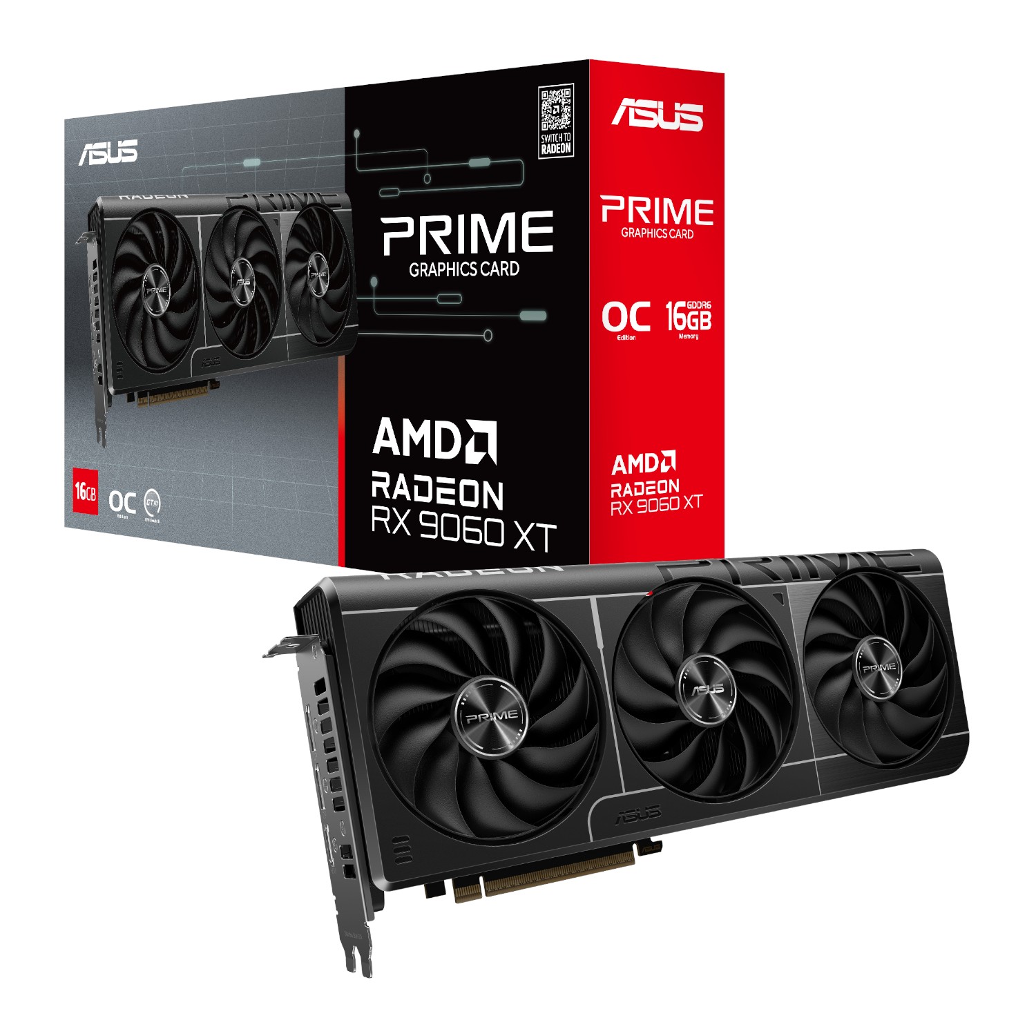 ASUS Prime Radeon RX 9060 XT OC 16GB GDDR6 Graphics Card (RDNA™ 4, PCIe 5.0) - ASUS product image
