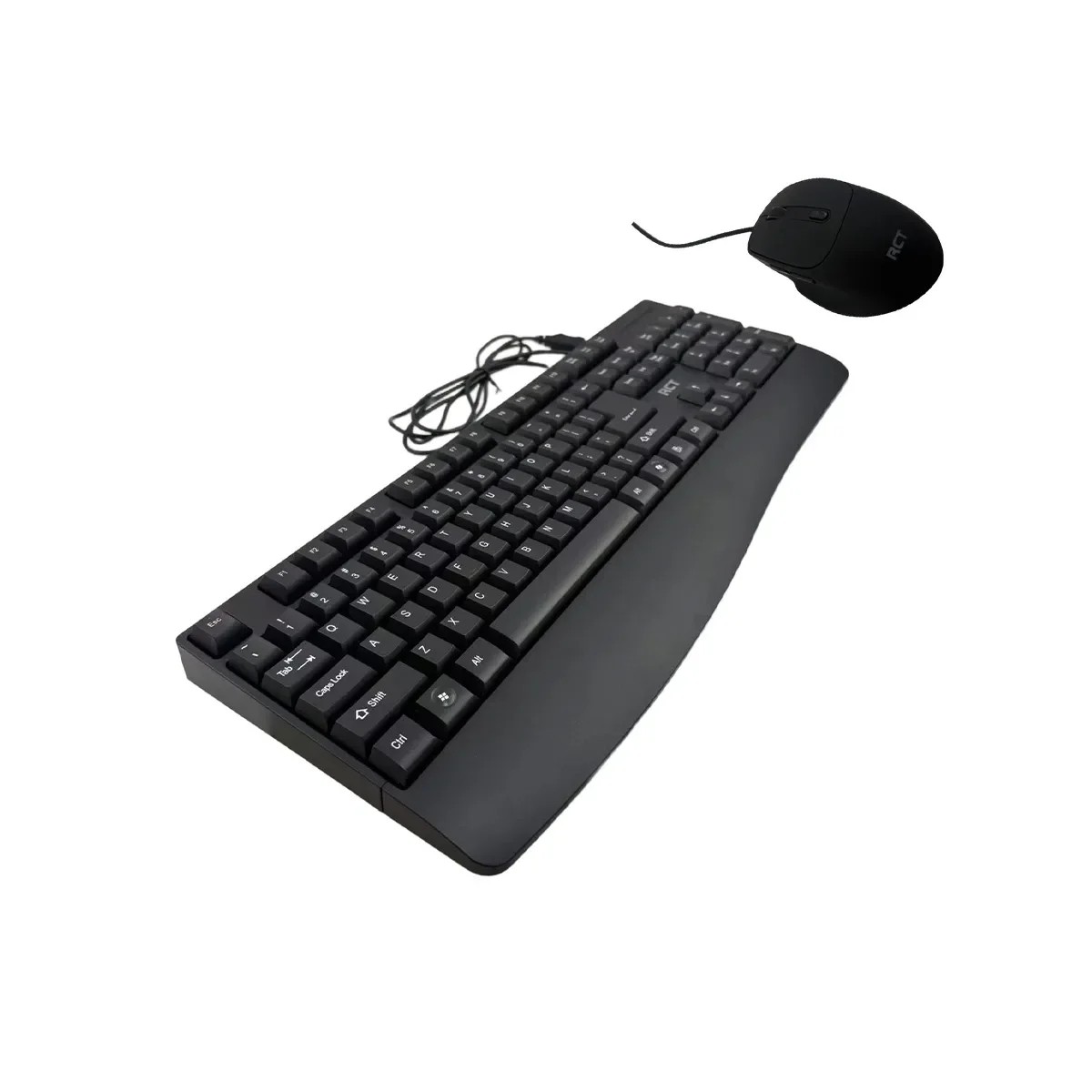  RCT K11 Wired Keyboard and RCT GM-193U wired optical  mouse; spill-resistant; adjustable legs; Copilot AI Tool key - RCT product image