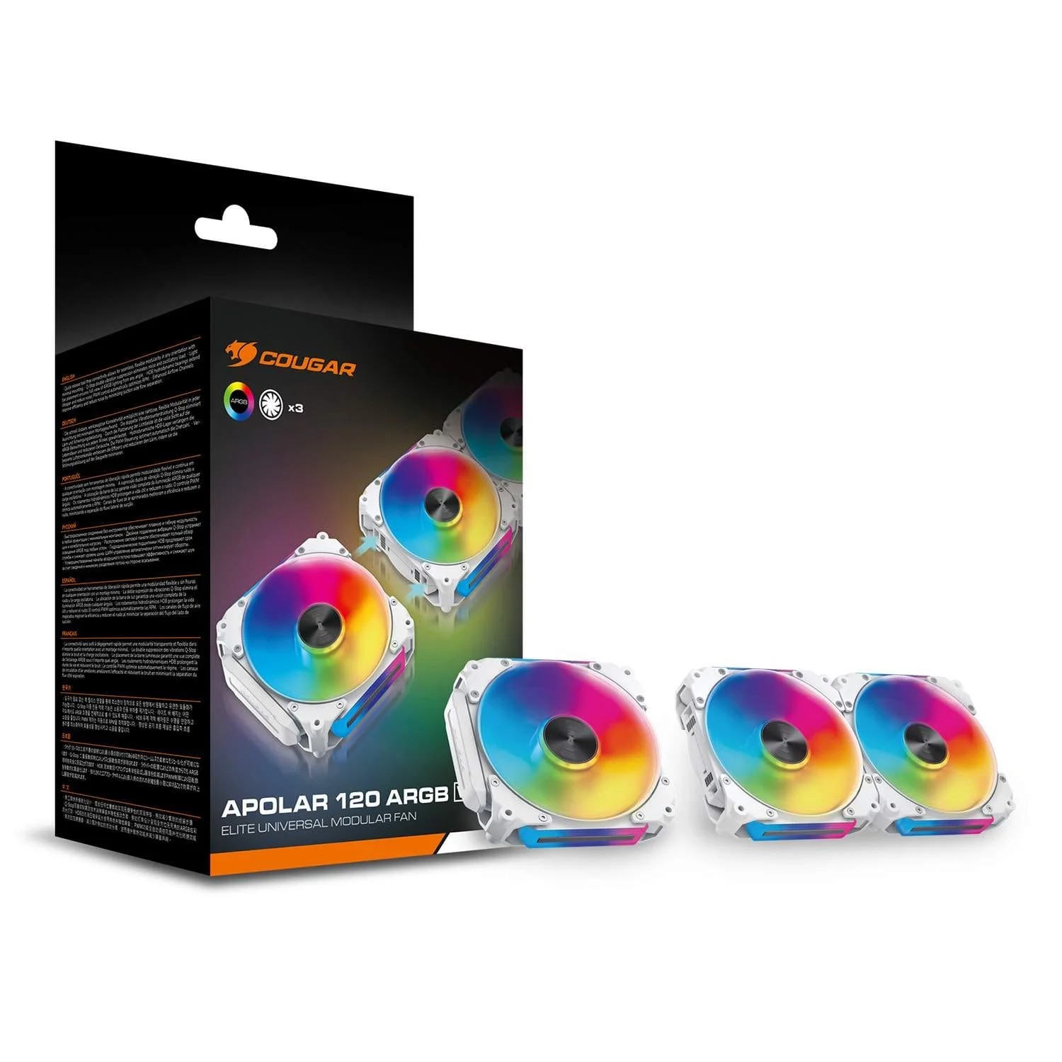 Cougar Apolar 120 ARGB (White) (3 in one Package) - COUGAR product image