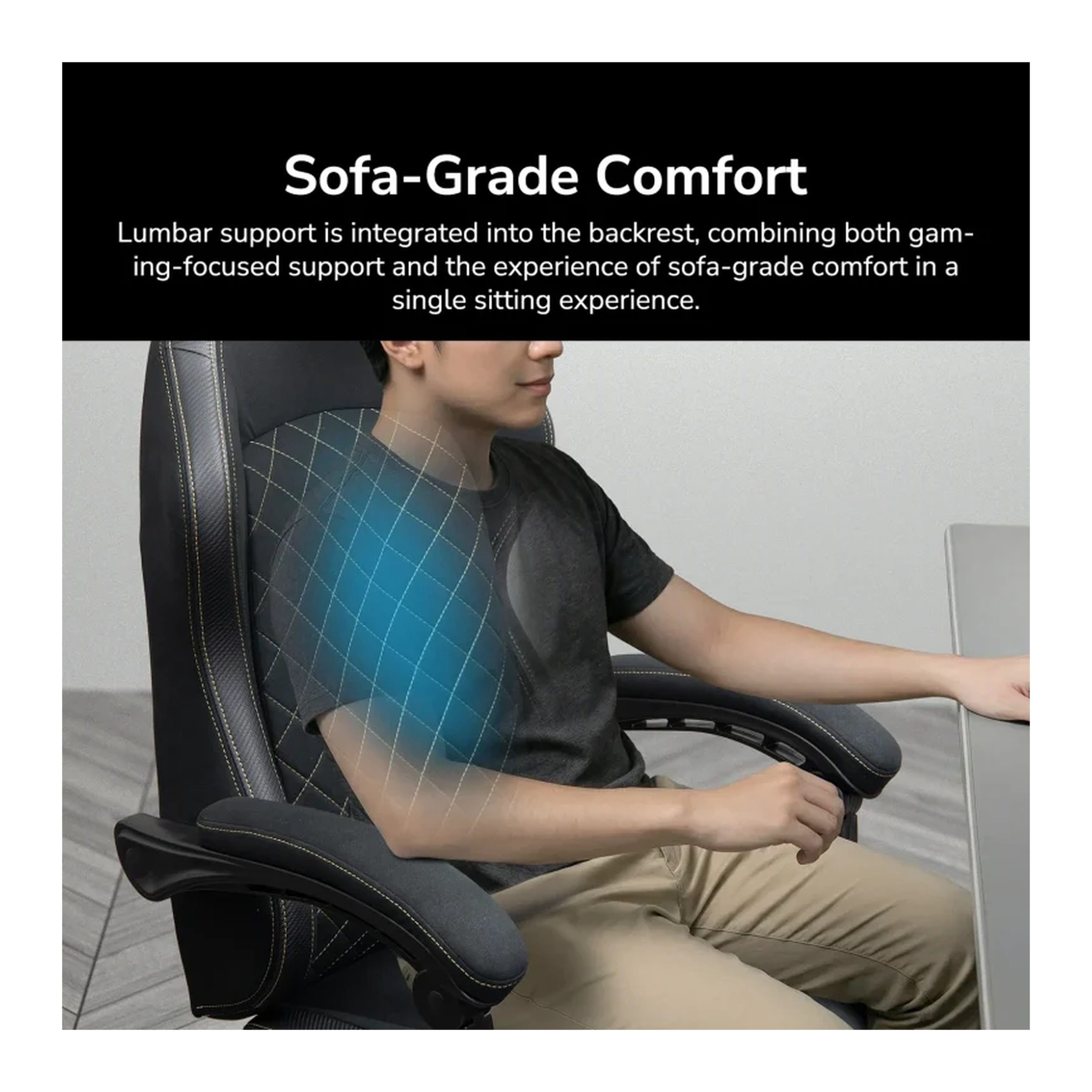 Cougar Fusion EX Fabric Gaming Chair (Gold & Black | 120kg | Dynamic Linkage Armrests) - additional product image 13