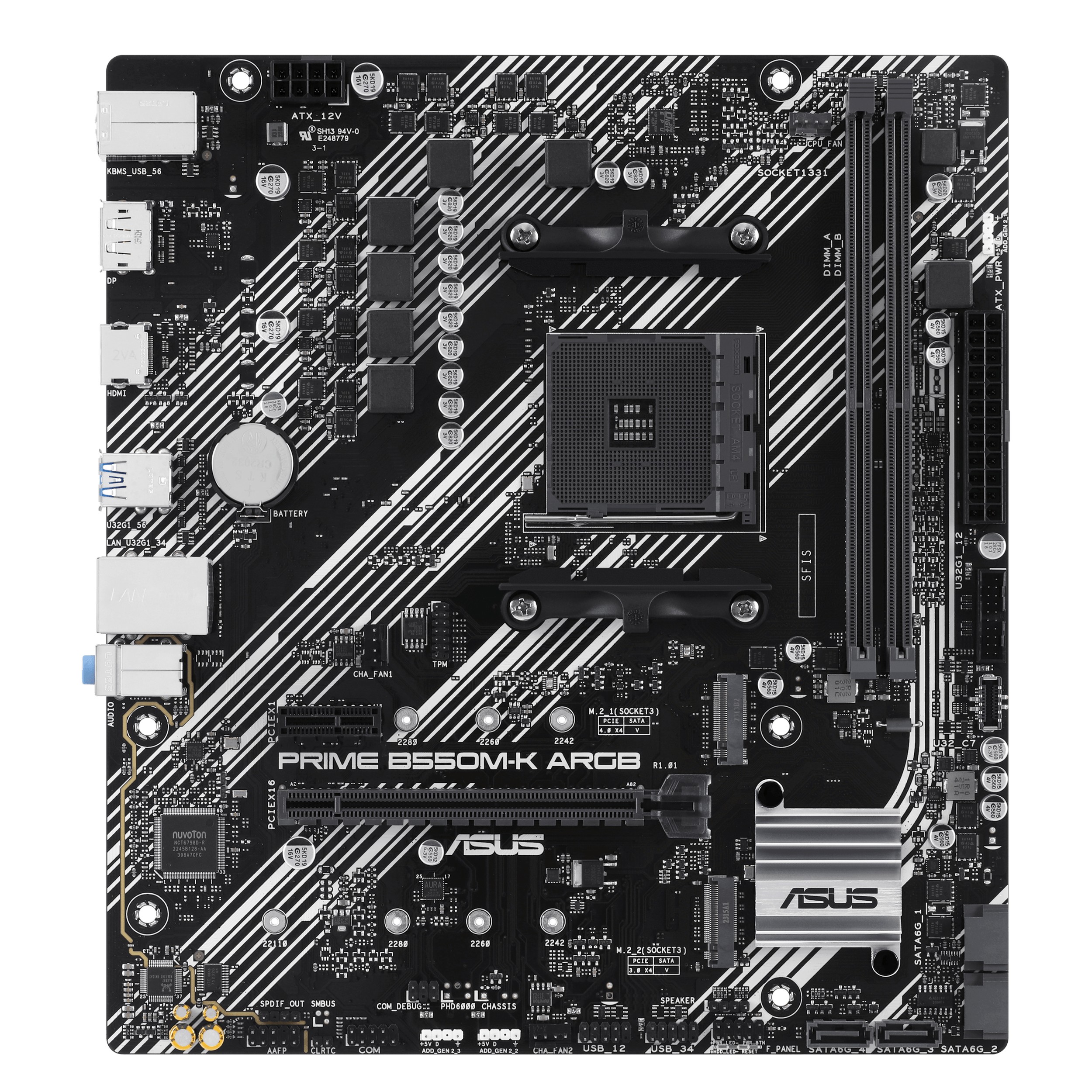 ASUS PRIME B550M-K ARGB AMD B550 Ryzen Socket AM4 Micro-ATX Desktop Motherboard - additional product image 3