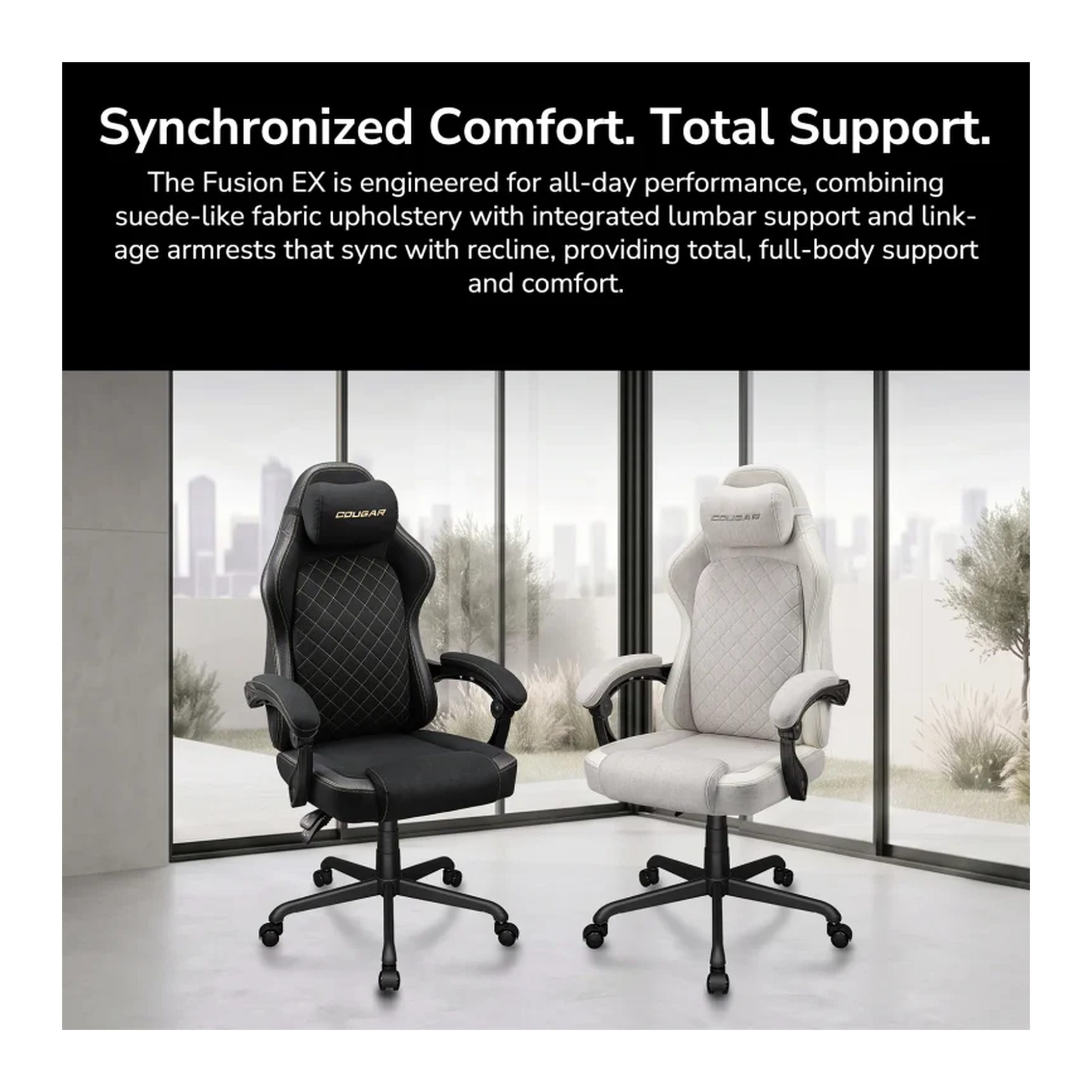 Cougar Fusion EX Fabric Gaming Chair (Gold & Black | 120kg | Dynamic Linkage Armrests) - additional product image 10