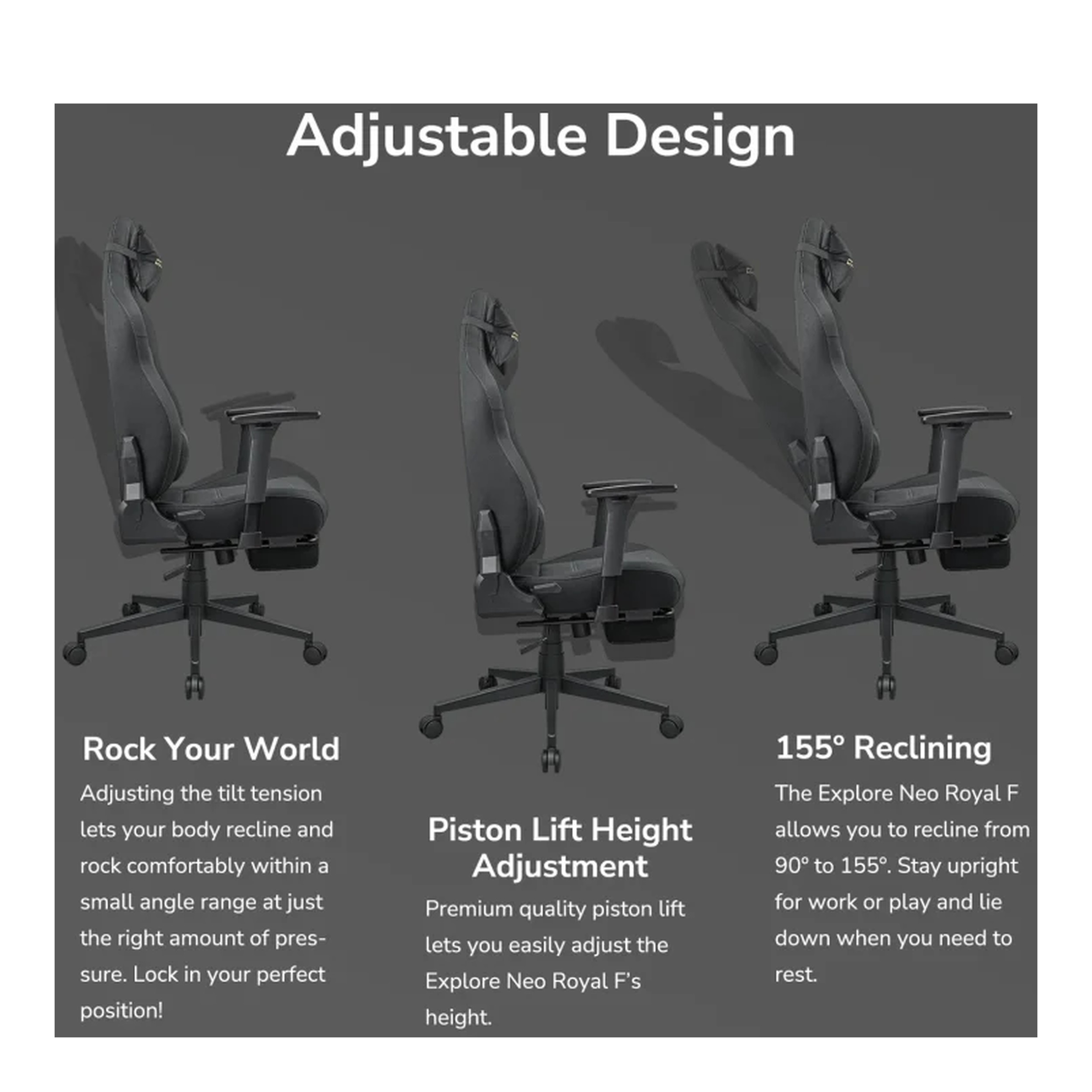 Cougar Explore Neo Royal Fabric Gaming Chair (Gold & Black | 120kg | 155-degree Recline) - additional product image 11