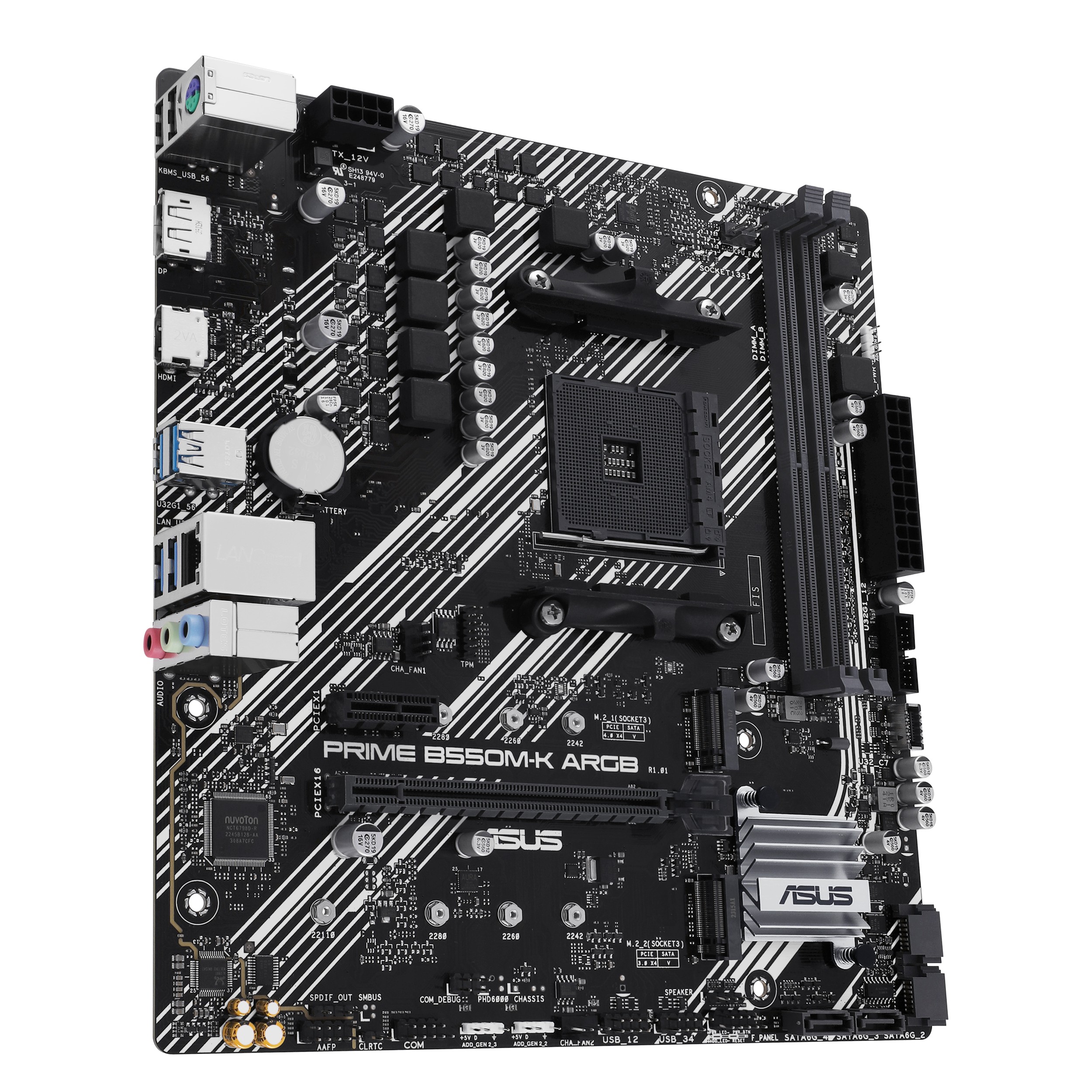 ASUS PRIME B550M-K ARGB AMD B550 Ryzen Socket AM4 Micro-ATX Desktop Motherboard