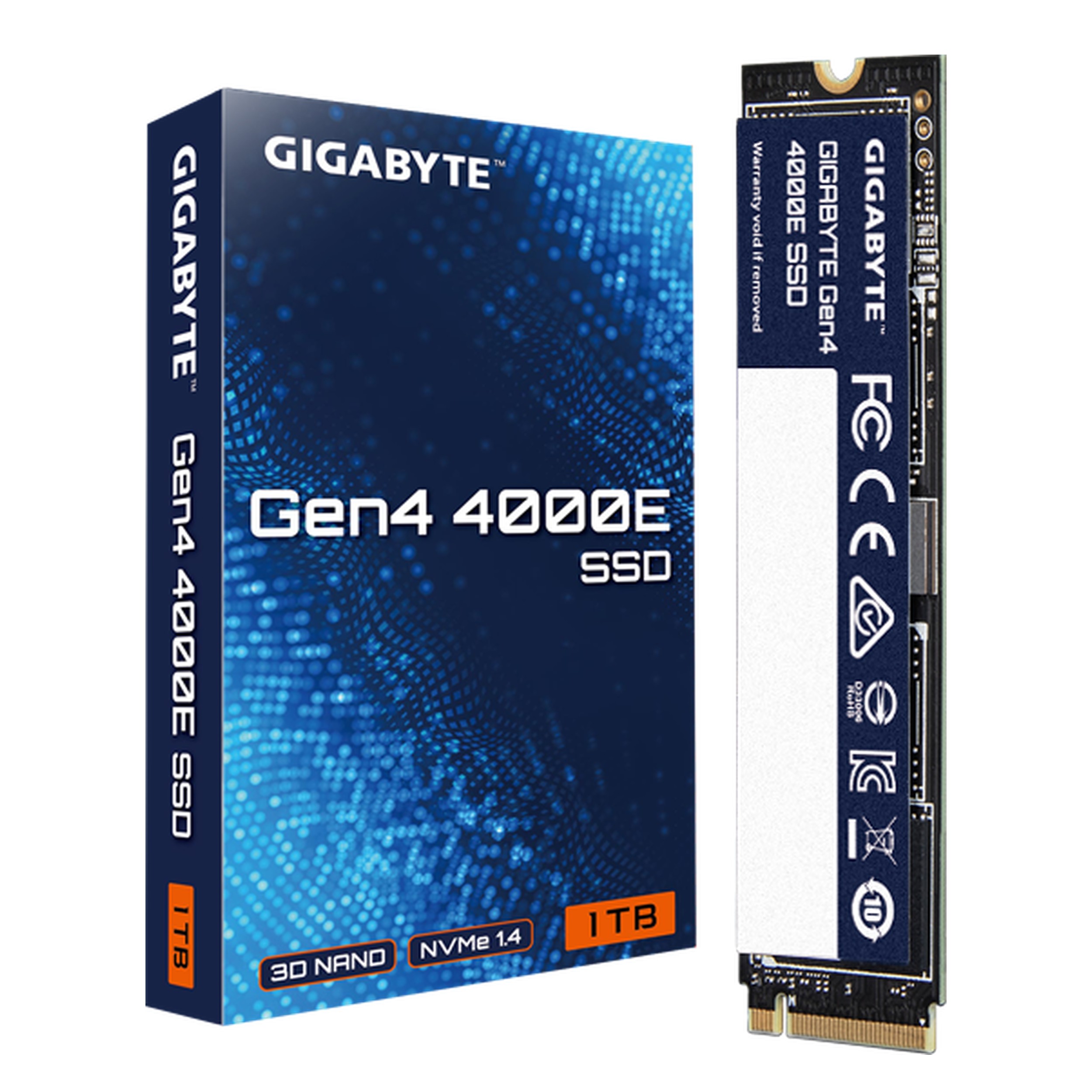 GIGABYTE 1TB Gen 4 4000E SSD; SEQ Read Up to 4000 MB/s / Write Up to 3900MB/s; Limited 3-years warranty.