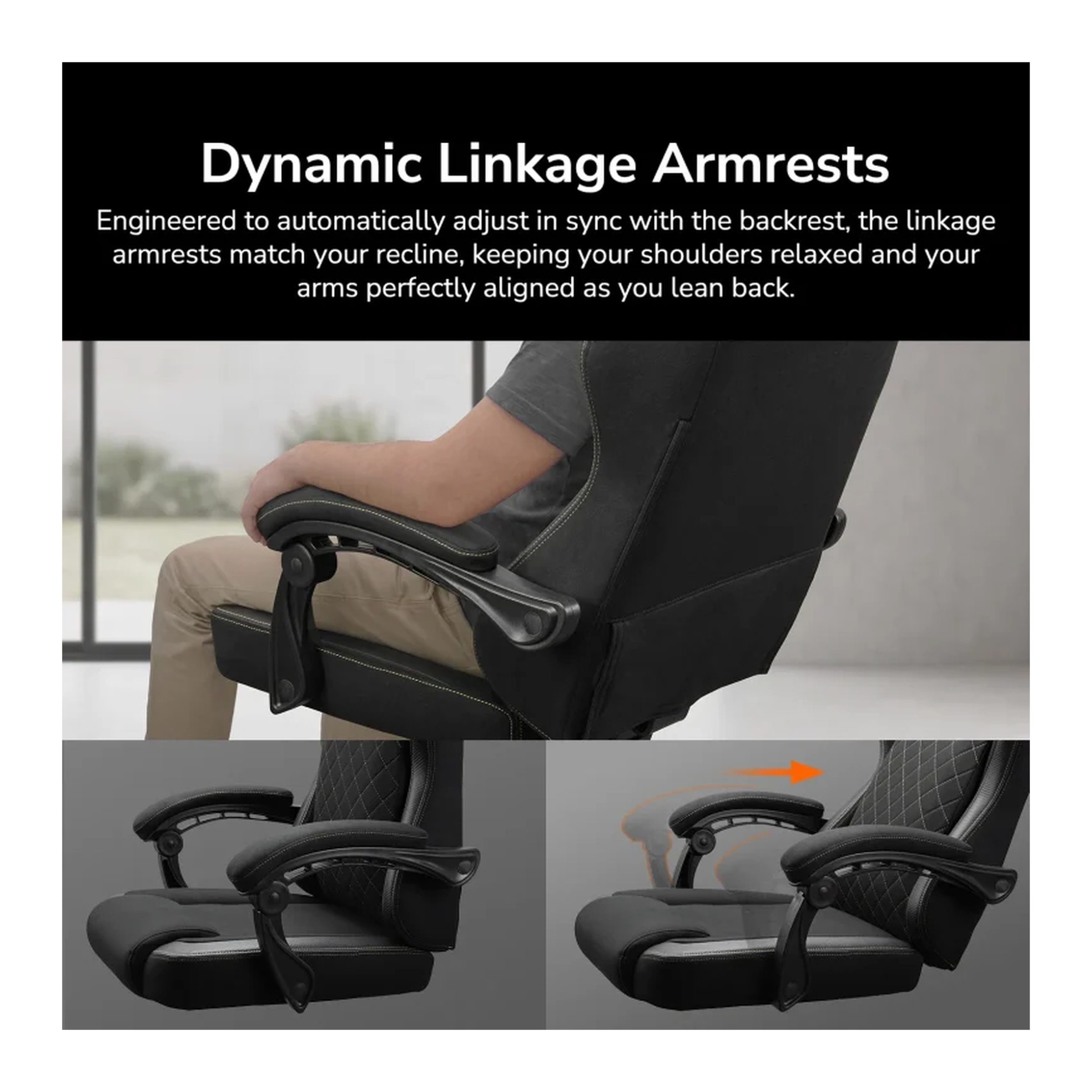 Cougar Fusion EX Fabric Gaming Chair (Gold & Black | 120kg | Dynamic Linkage Armrests) - additional product image 12