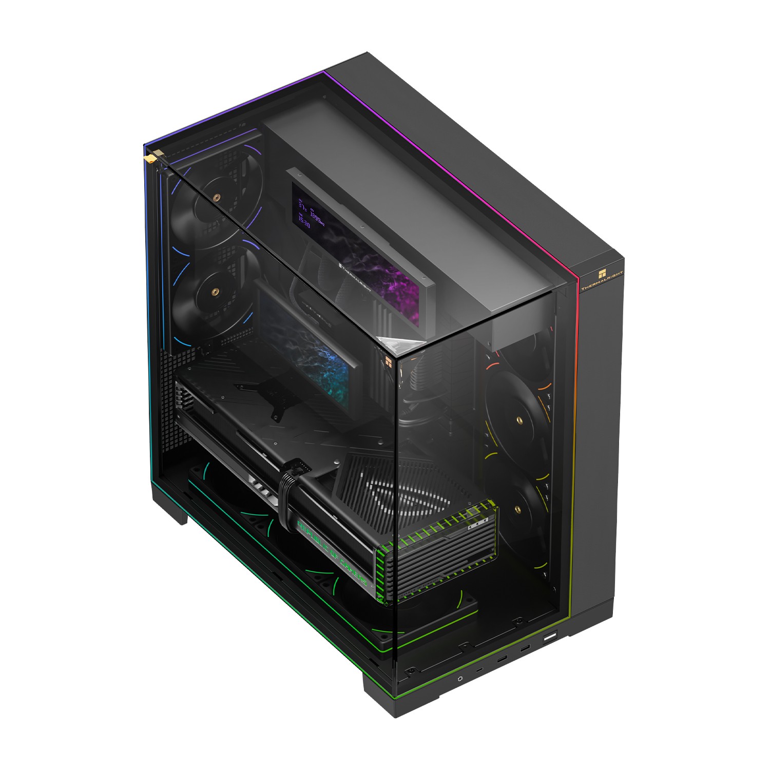 Thermalright ATX computer case with LED lines and 9.16'' LCD screen with TL-C12RB-S V2 X3 + TL-C12C-S X2 - additional product image 8